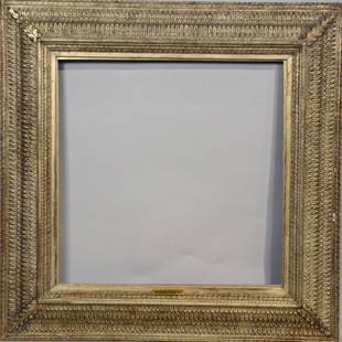 Gilt Composition Frame: 19th/20th C., bears painting label for John Henry Twachtman, "Snow Bound Stream," Possibly by Stanford White, verso bears Eli Wilner & Co. Inc. New York label. Overall: 44-3/4"h x 44-3/4"w