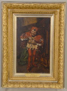 Oil on Panel, "The Jester": After William Merritt Chase, verso of frame bears old Eli Wilner & Company label. 15"h x 9"wProvenance: Alexander Gallery, New York. Gloria and Richard Manney, New York. Sotheby's, New York, 27 May