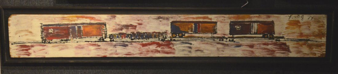 Oil on Plywood, "Freight Train" (1 of 7)