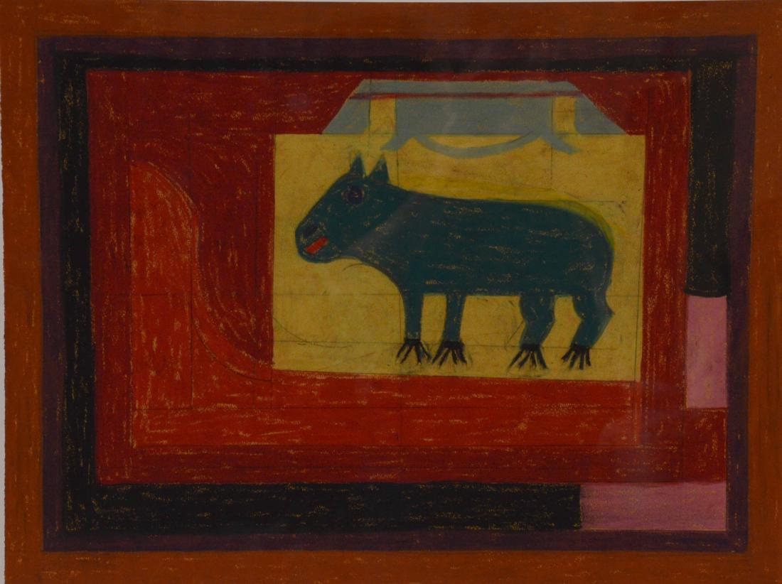 Mixed Media on Paper, "Animal in Abstract Space" (1 of 7)