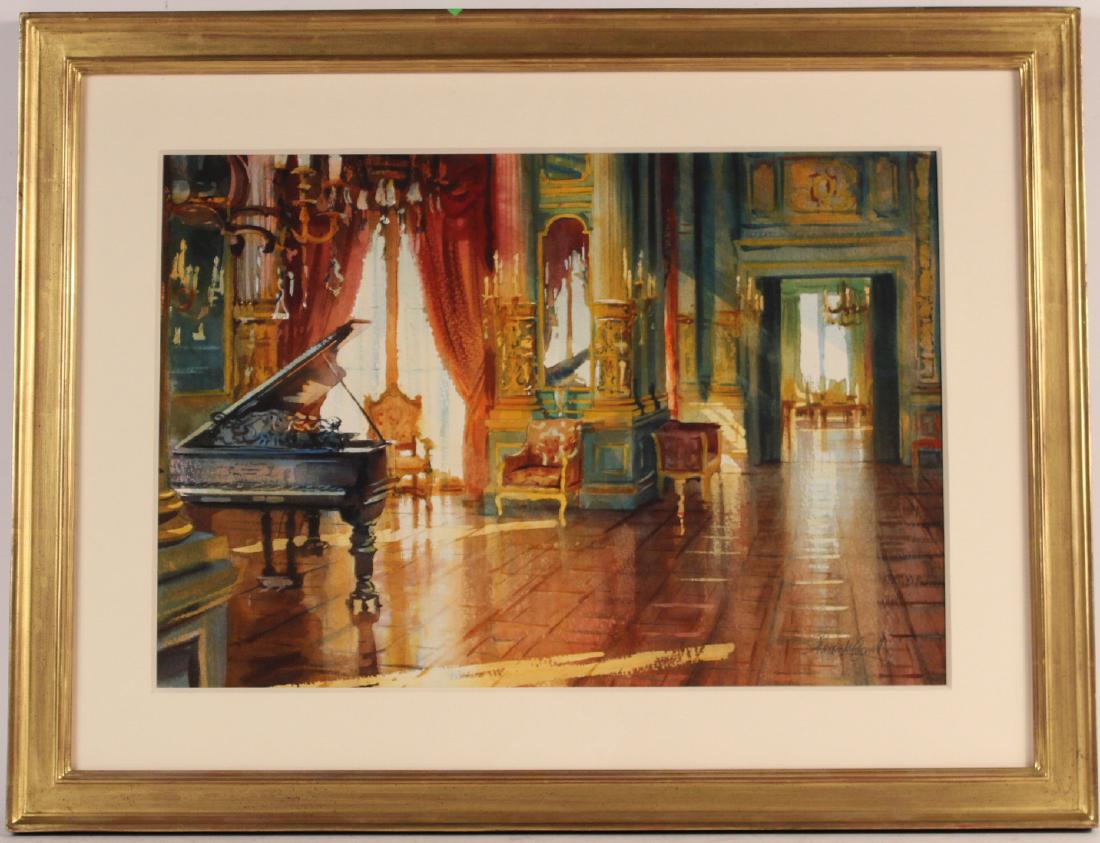 Watercolor on Paper, "Music Room at the Breakers" (1 of 9)