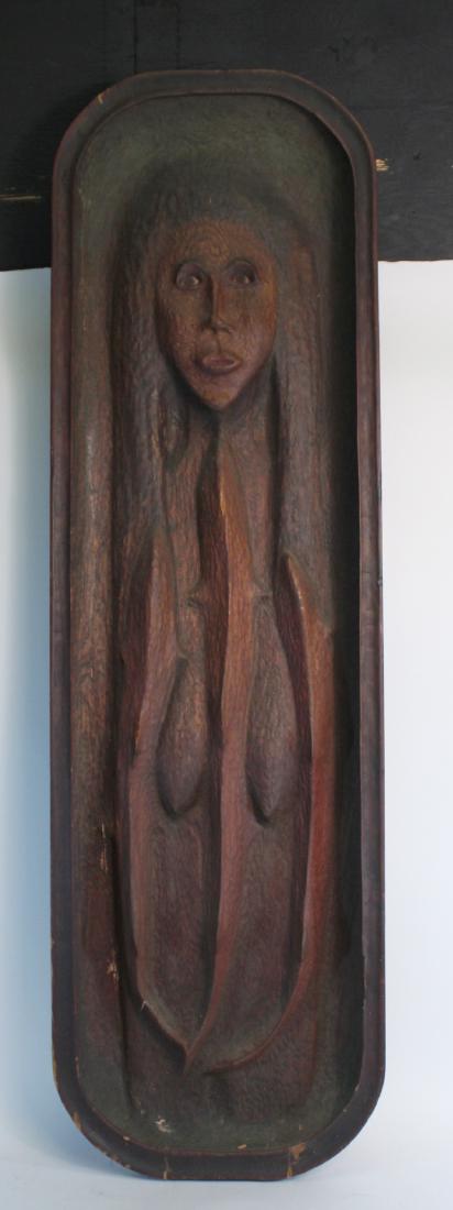 Carved Cedar Bas Relief Wall Plaque, John Hoover (1 of 6)