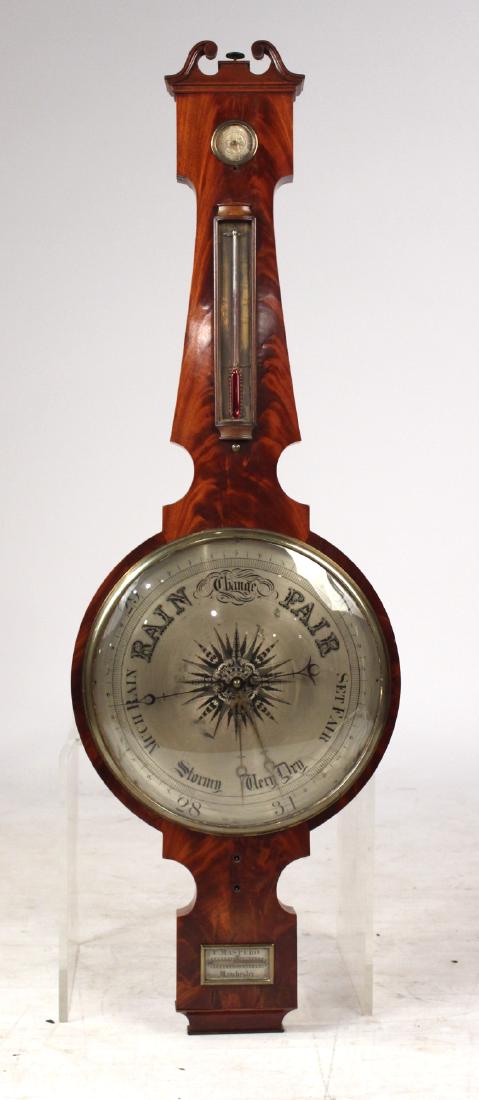 George III Mahogany Wheel Barometer & Thermometer (1 of 6)