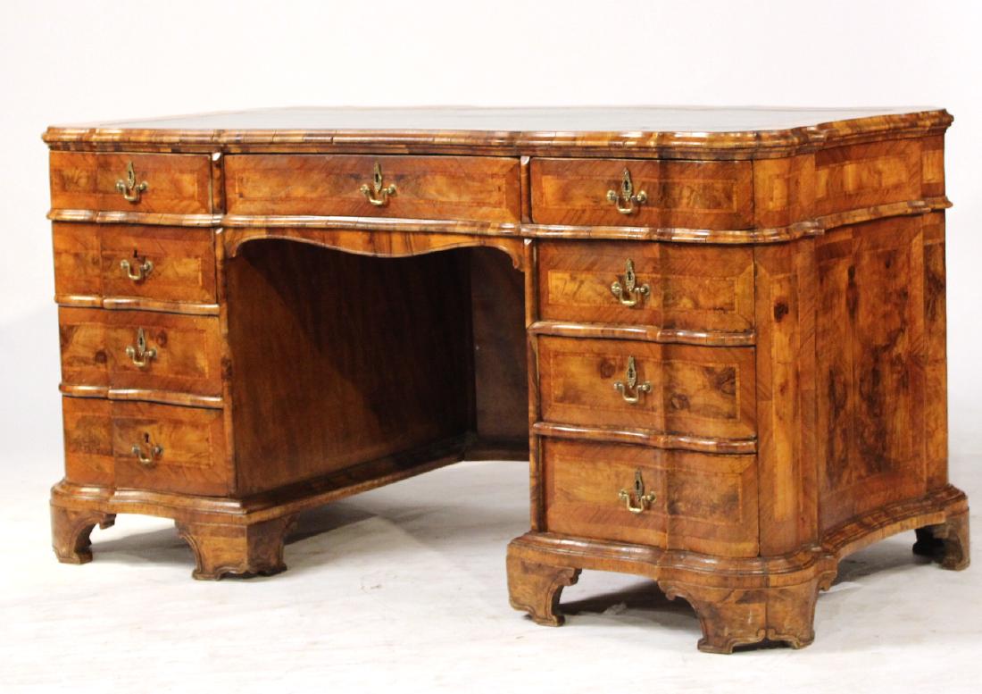 Georgian Style Walnut Serpentine Front Desk (1 of 9)