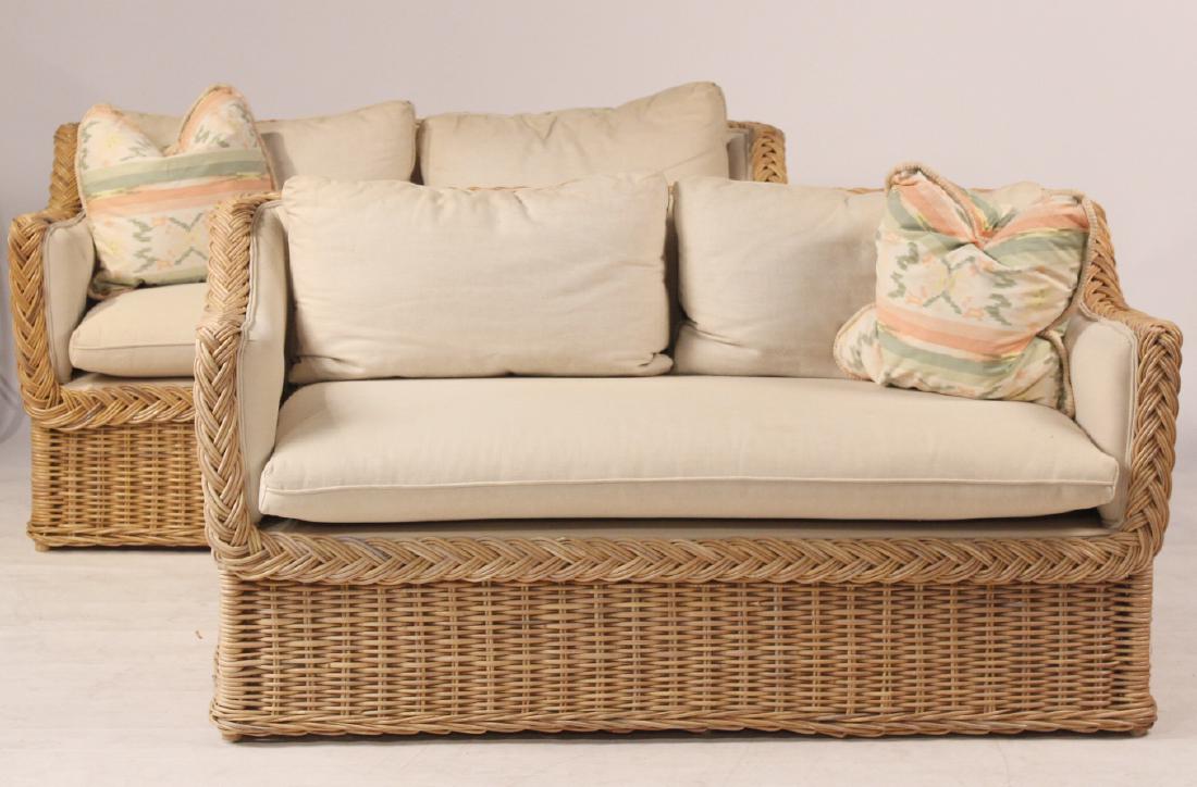 Pair of Modern Wicker Settees (1 of 3)