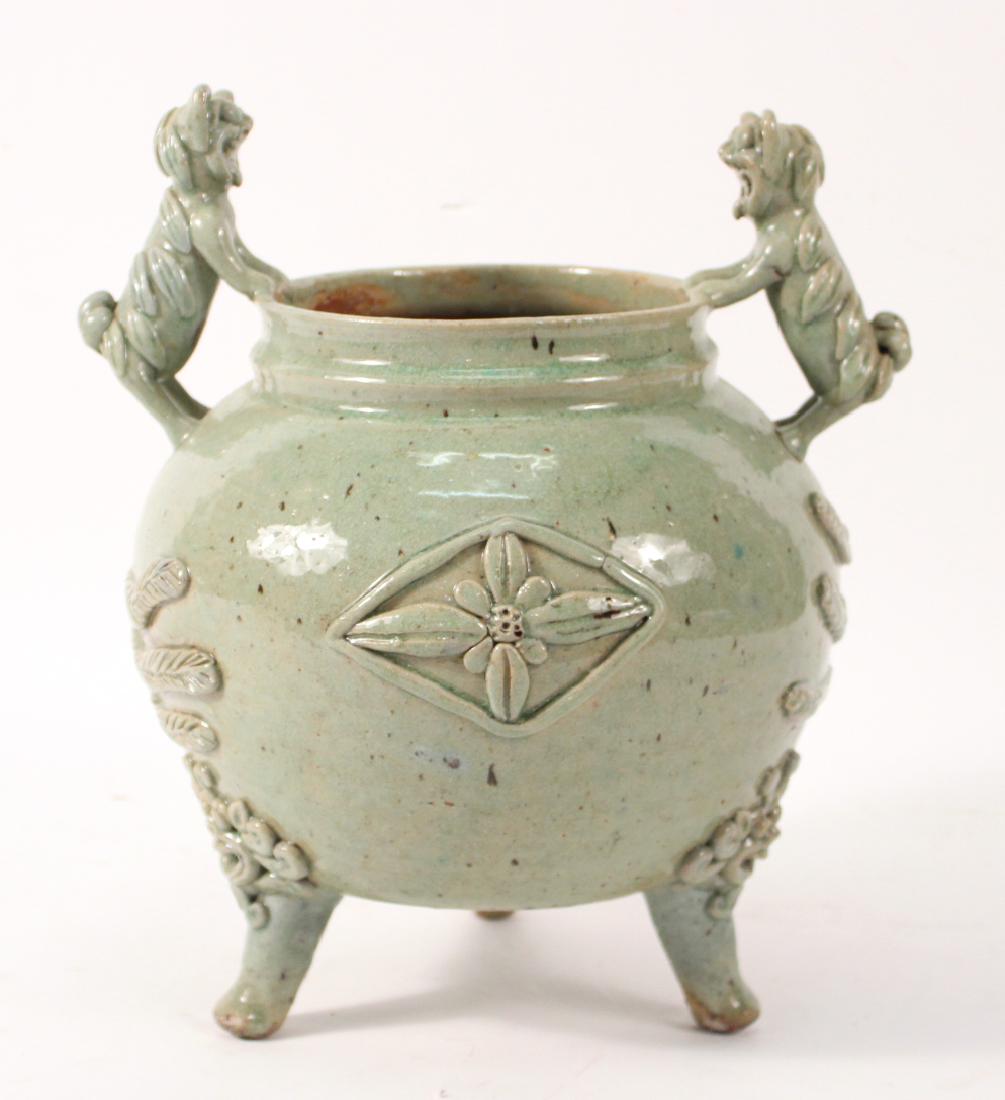 Celadon Glazed Redware Fu Dog Vase (1 of 7)
