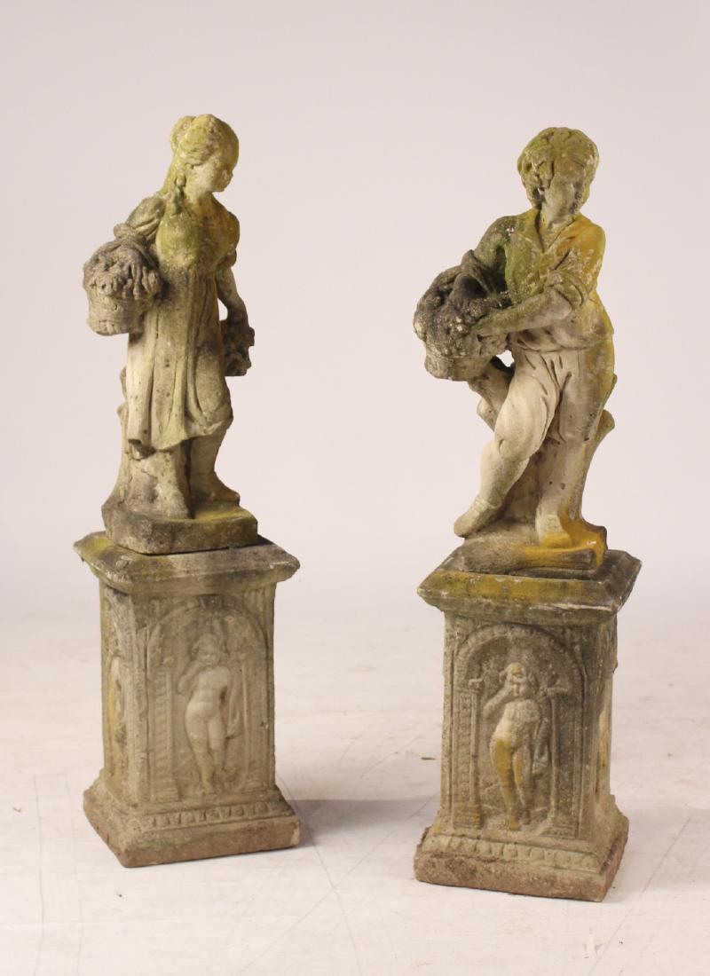Pair of Cast-Stone Figures on Pedestals (1 of 8)