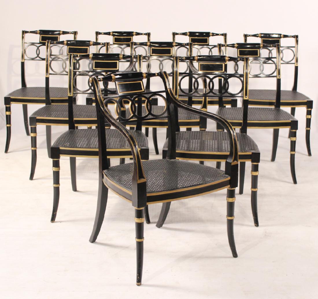 Ten Baker Regency Style Ebonized Dining Chairs (1 of 7)