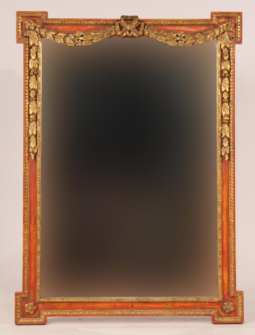 Neoclassical Style Red-and-Gold Painted Mirror (1 of 4)