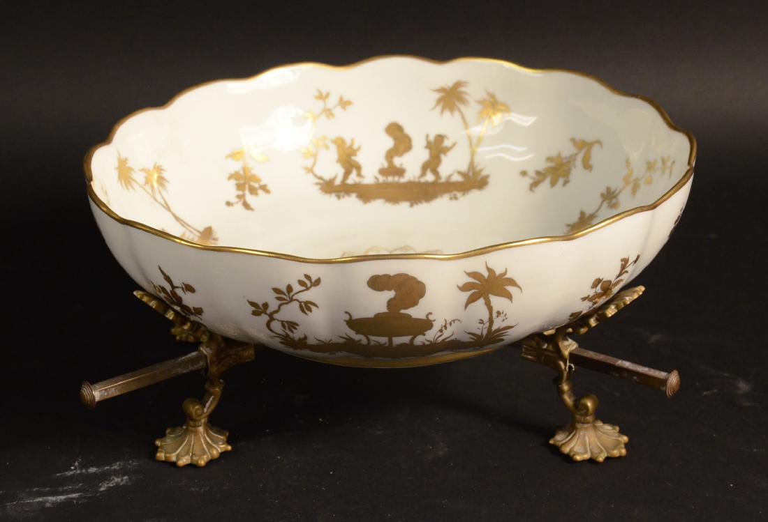 French Gilt Decorated White Porcelain Bowl (1 of 7)