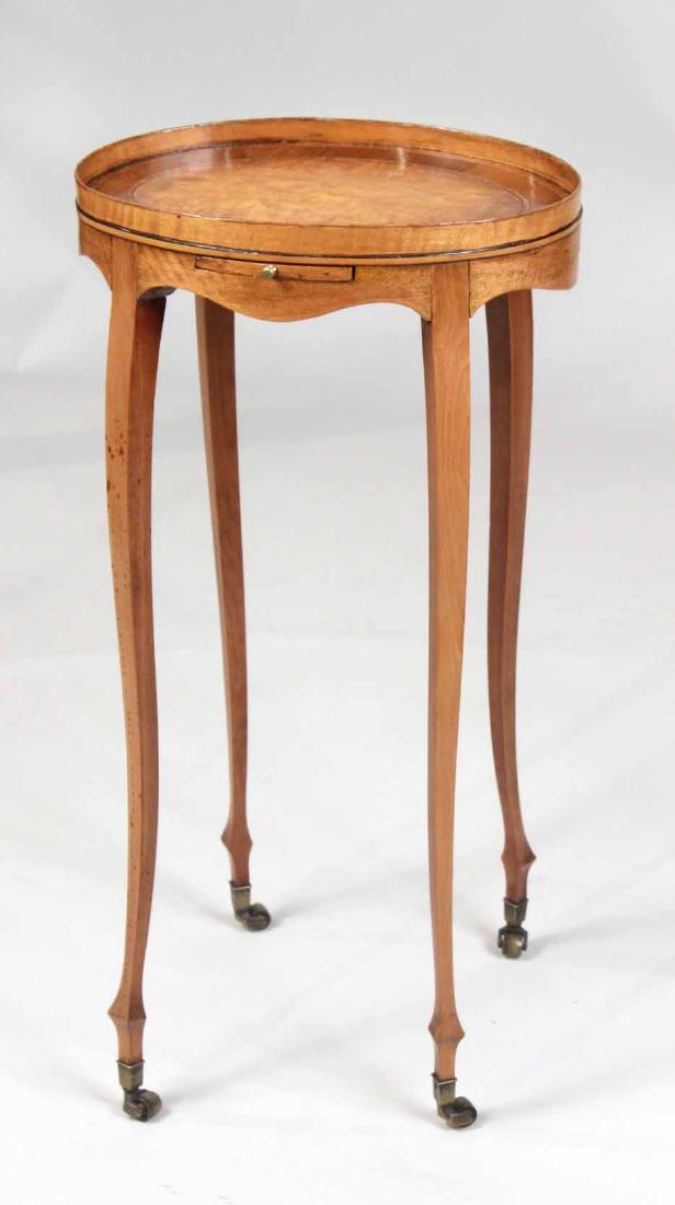 George III Inlaid Walnut Oval Candlestand (1 of 7)