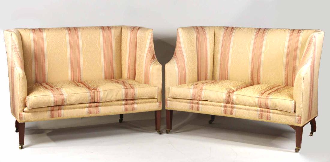 Pair of George III Upholstered Mahogany Settees (1 of 7)