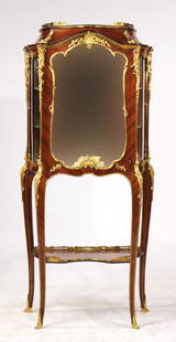 Louis XV Style Ormolu-Mounted Mahogany Vitrine: French Taste, 20th C. 5' 3"h x 28"w x 15"d