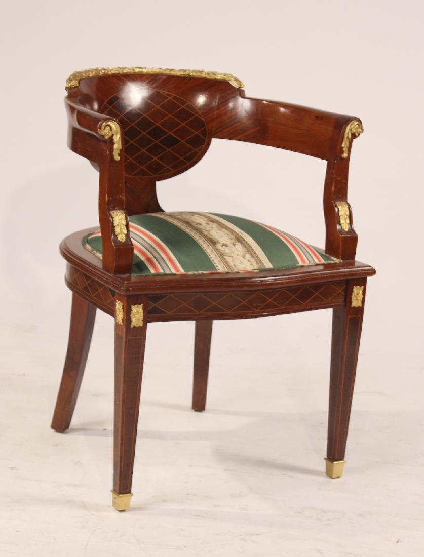 Louis XVI Style Mahogany Barrel Back Desk Chair (1 of 6)