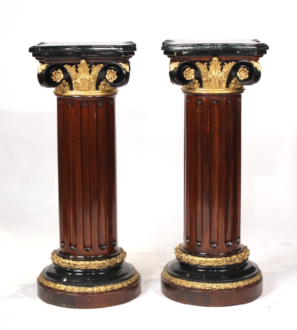 Pair of Corinthian Style Marble Top Pedestals (1 of 6)