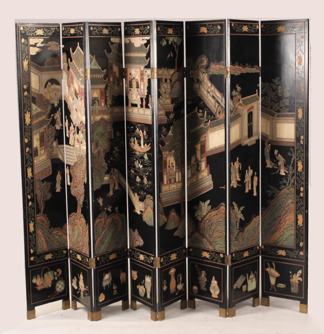 Eight Panel Black Painted Screen (1 of 8)