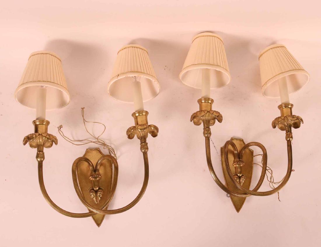 Pair of Cast Brass Two-Light Wall Sconces (1 of 8)