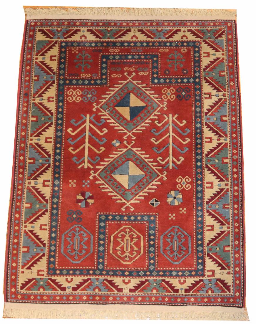 Red, Blue and Ivory Kazak Rug (1 of 5)