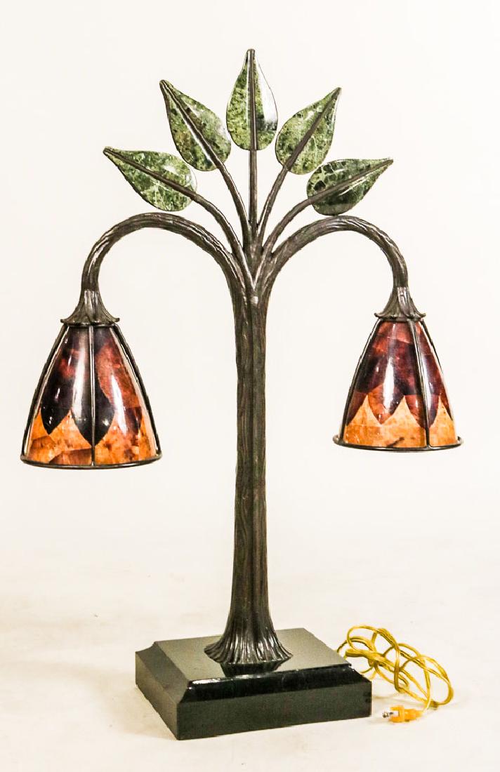 Art Deco Style Bronze-and Sand-Shade Lamp (1 of 3)