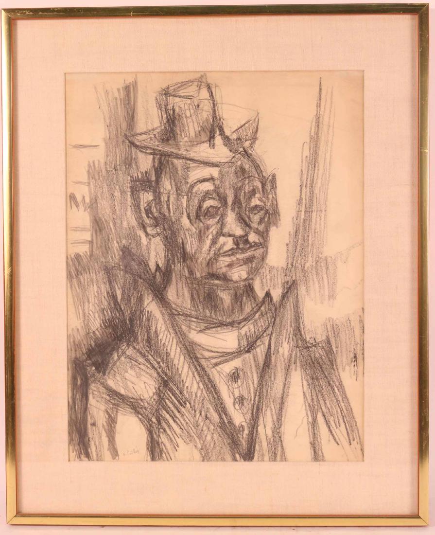 Charcoal on Paper, Isaac Pailes, Clown: (French/Ukraine 1895-1978) Study of a clown. 19"h x14"w