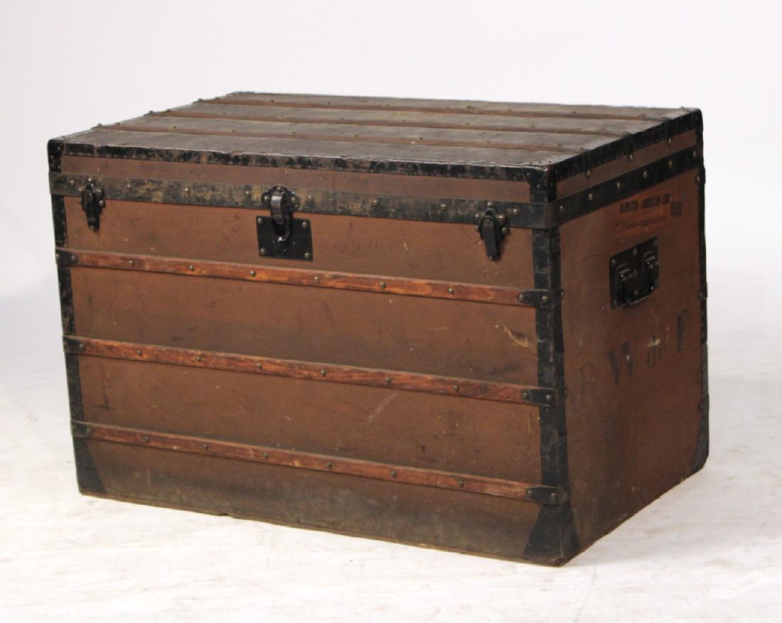 Canvas Covered E Goyard Steamer Trunk (1 of 6)