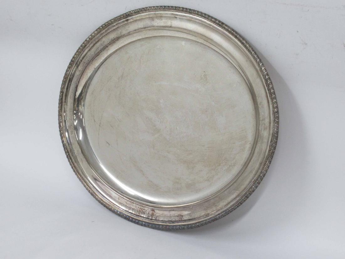 English silver plated circular serving tray (1 of 3)