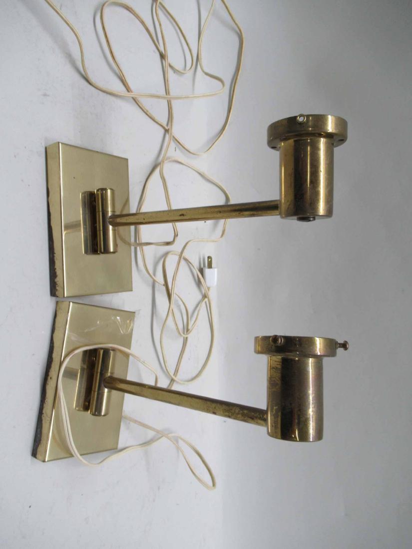 PAIR OF BRASS NESSEN LAMPS N.Y.C. WALL SCONCES: Mid century modern style. 11" long