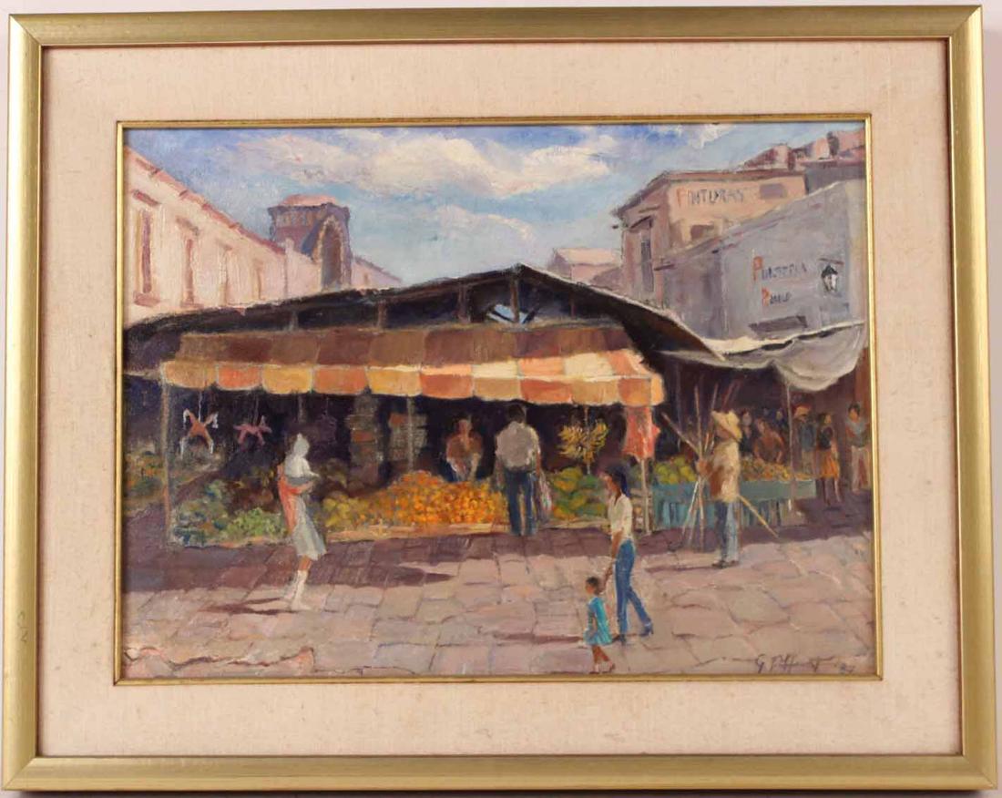 Oil on Canvas, Street Scene, G.P. Hunt: Signed l.r. 11"h x 15"w By descent from the Estate of Robert Weeks DeForest and Emily Johnston DeForest.