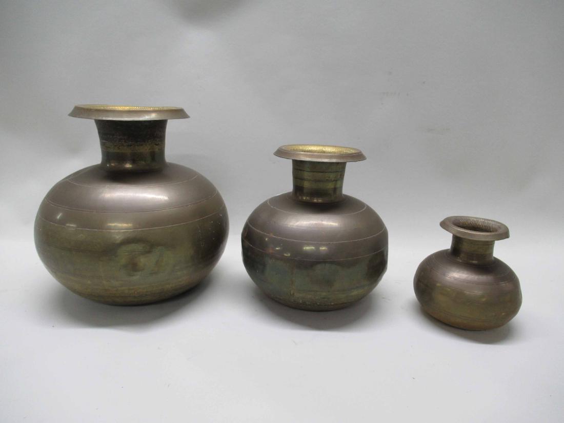 3 BRASS GRADUATED VESSELS (1 of 9)