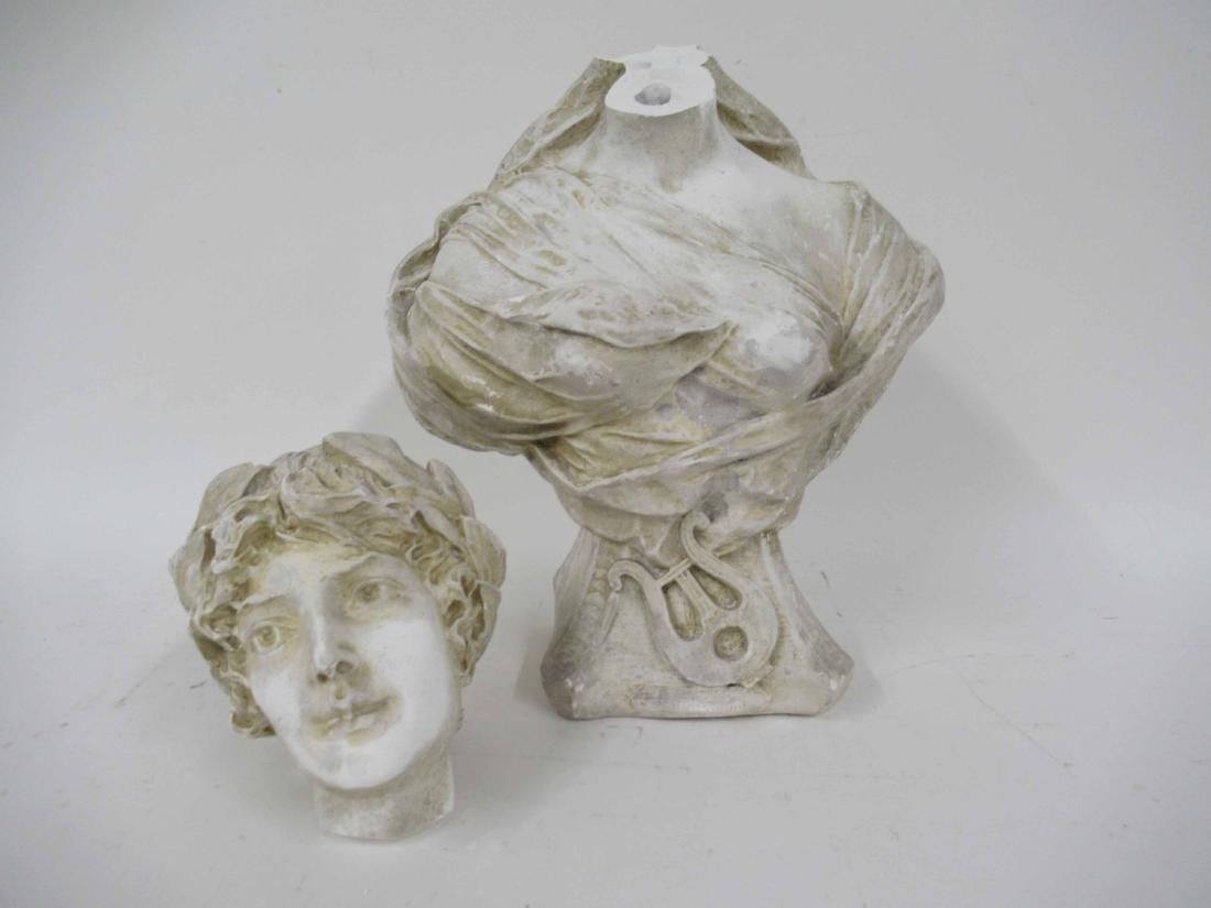 P. Lucchesi and Bro 1201 E. 59th St. NY Bust: Plaster bust of Roman goddess wearing a wreath headdress. 19" tall x 11" wide x 5" deep