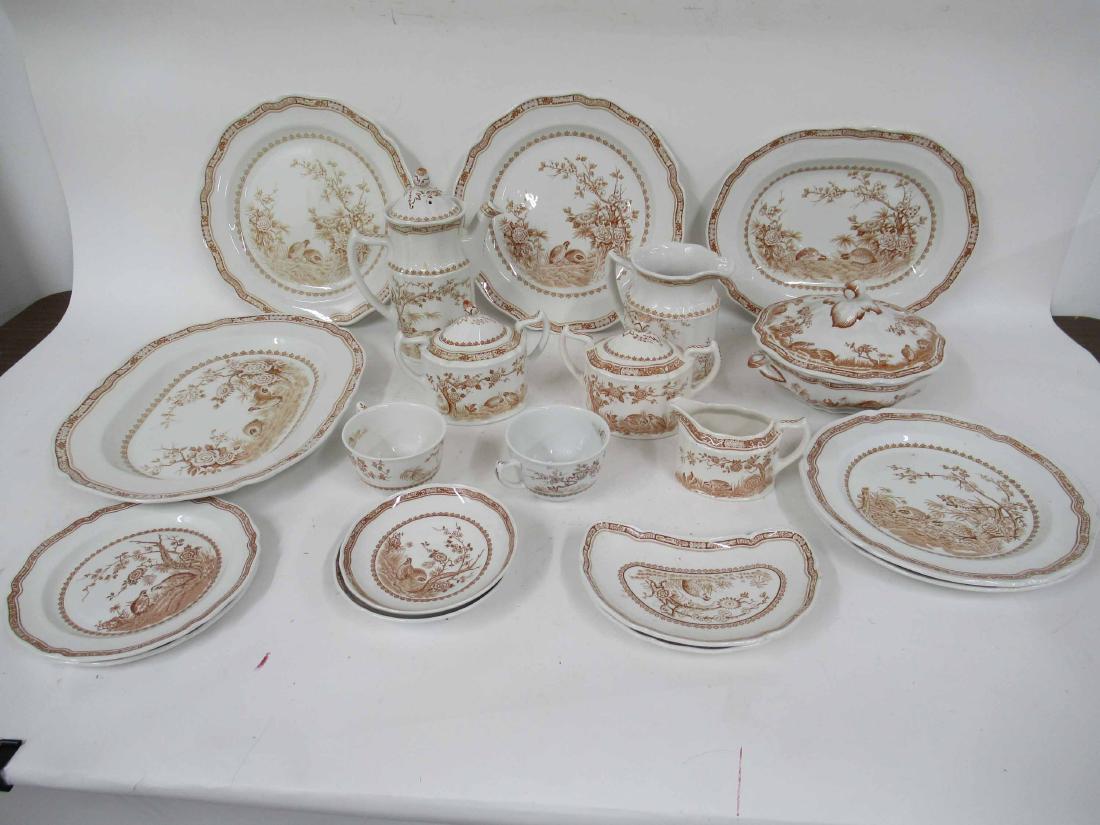 Group of Brown Transfer-Decorated Hollowware (1 of 5)