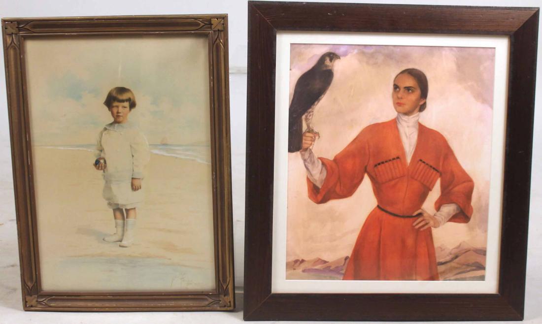 Mixed Media on Paper, Woman with Falcon (1 of 8)