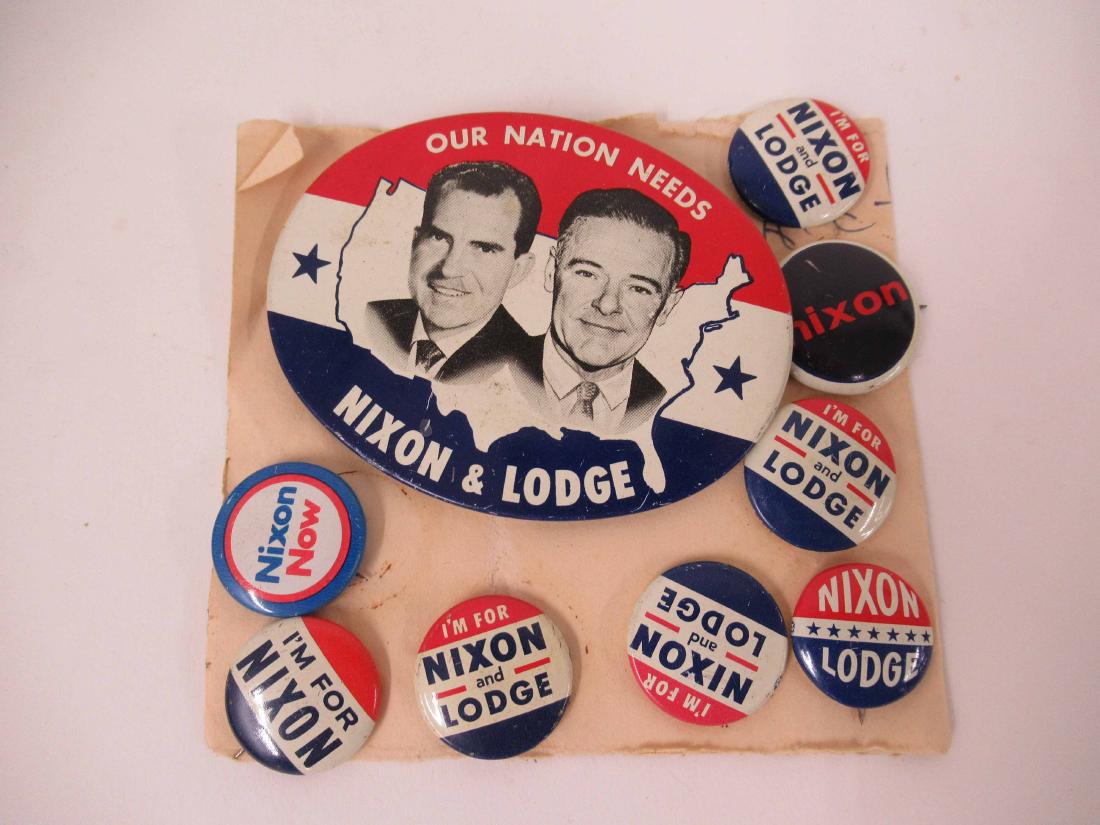 Group of assorted Nixon and Lodge political pins (1 of 6)