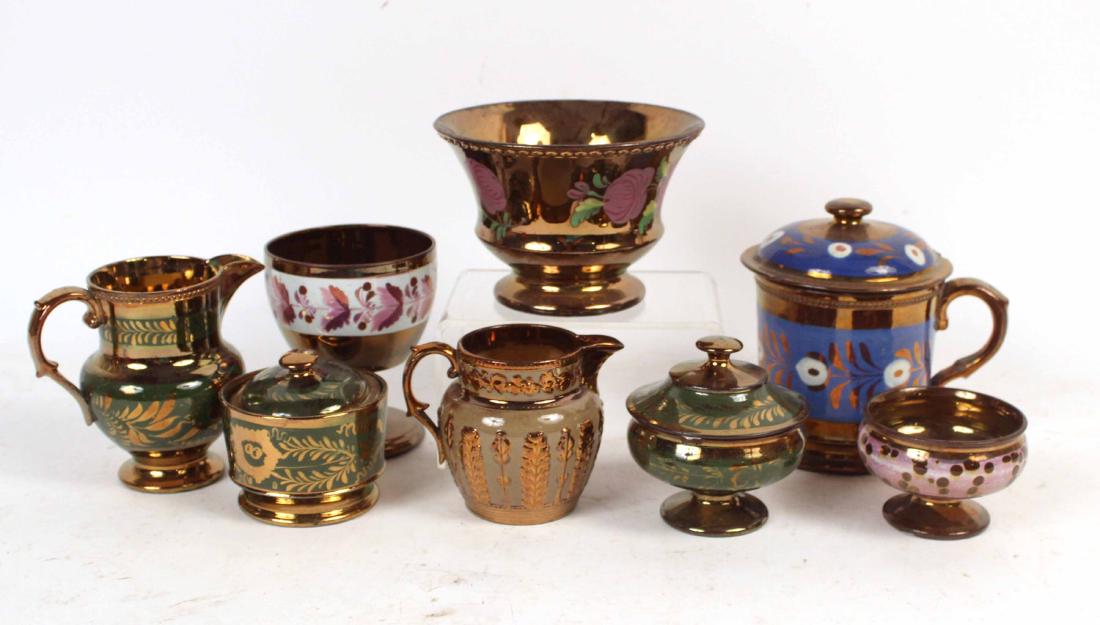 Eight Copper Lustre Table Articles (1 of 4)