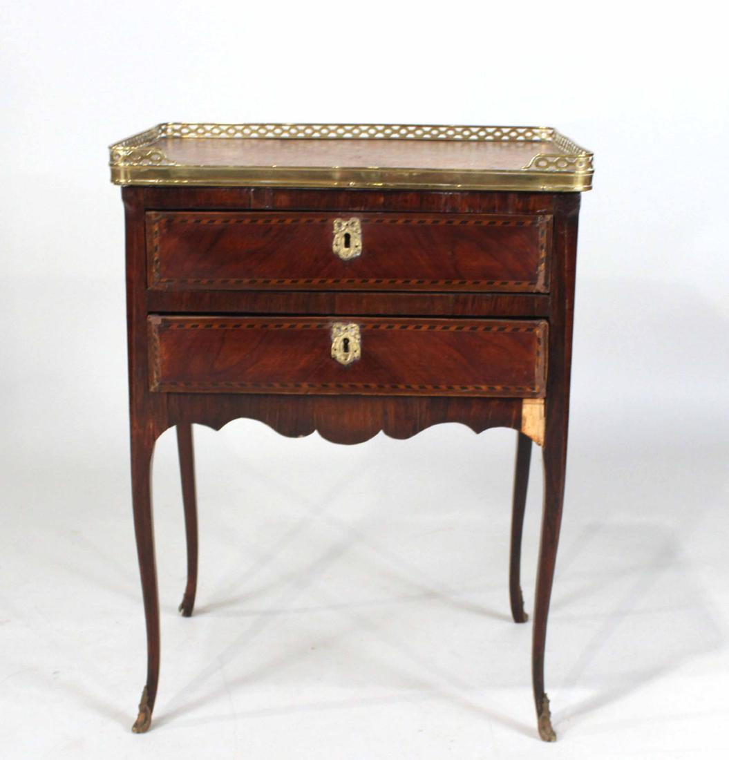 Louis XV Style Marble-Top Mahogany Side Table (1 of 9)