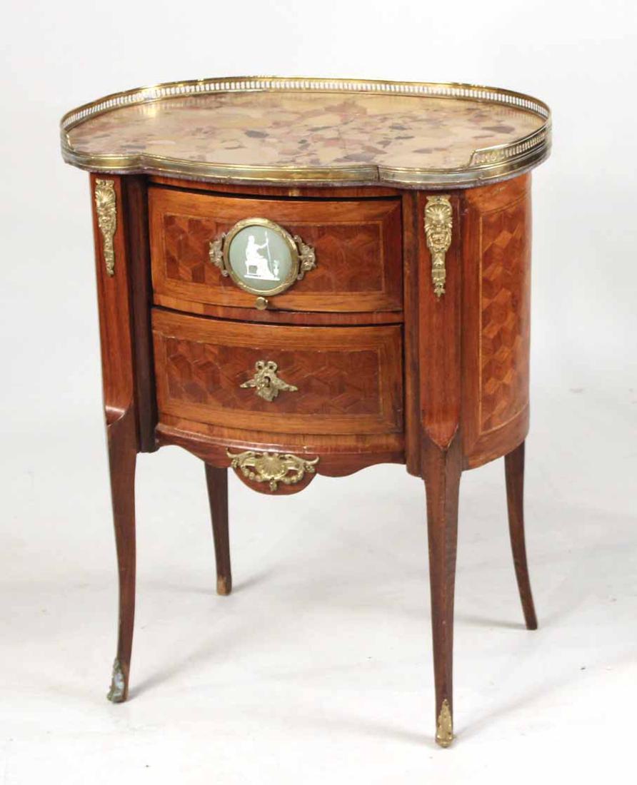 Louis XV Style Parquetry Inlaid Marble Top Table (1 of 11)
