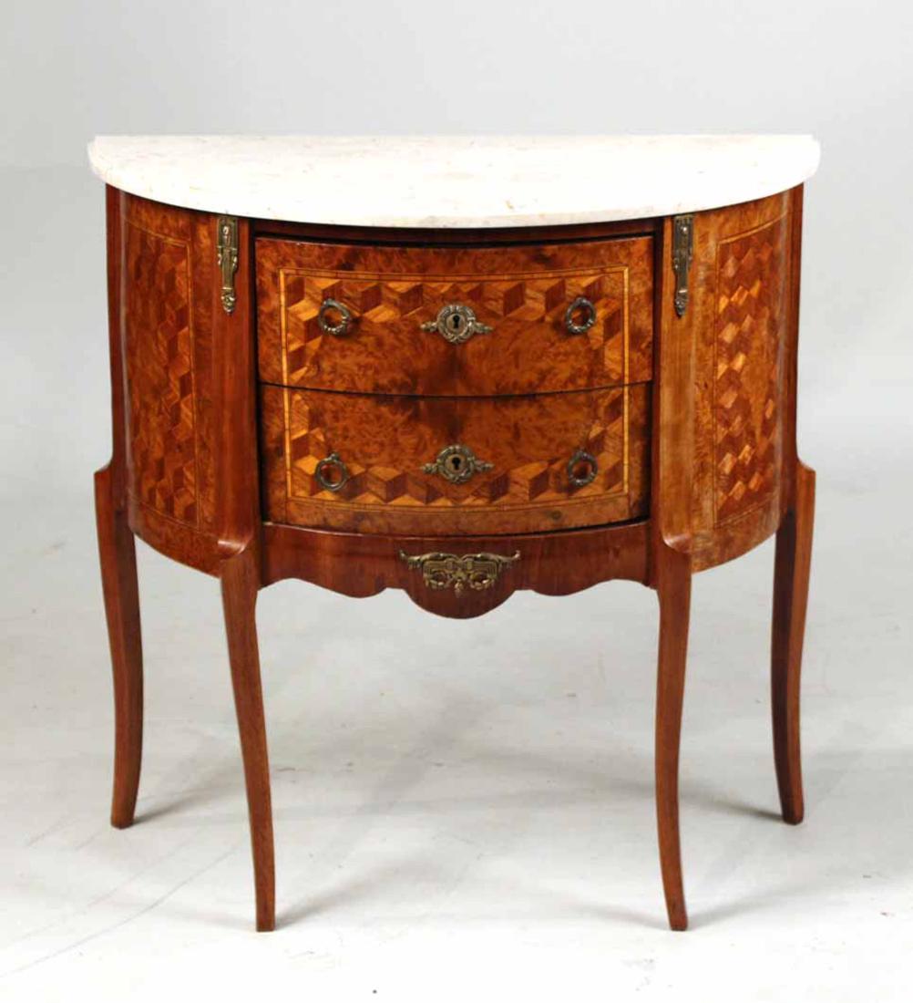Louis XV Style Marble-Top Demi-Lune Side Table (1 of 8)