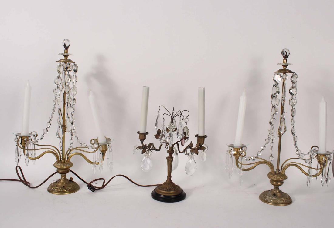 Pair of Gilt-Metal and Crystal Candelabra (1 of 8)