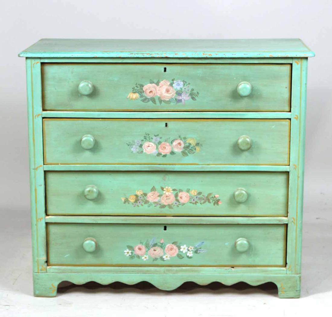 Green Painted Pine Chest of Drawers (1 of 4)