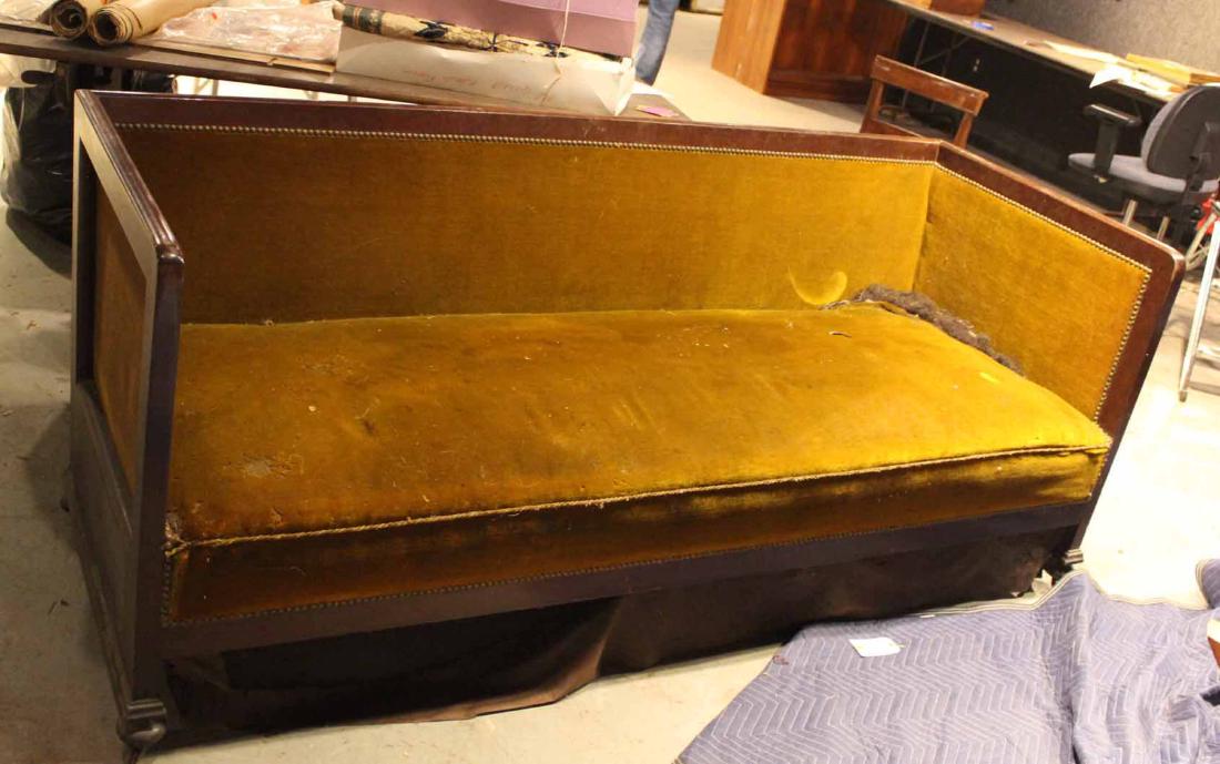 Mahogany Box Sofa: American, 19th/ 20th C. 31 1/2"h x 6' 5"w x 30"d By descent from the Estate of Robert Weeks DeForest and Emily Johnson DeForest.