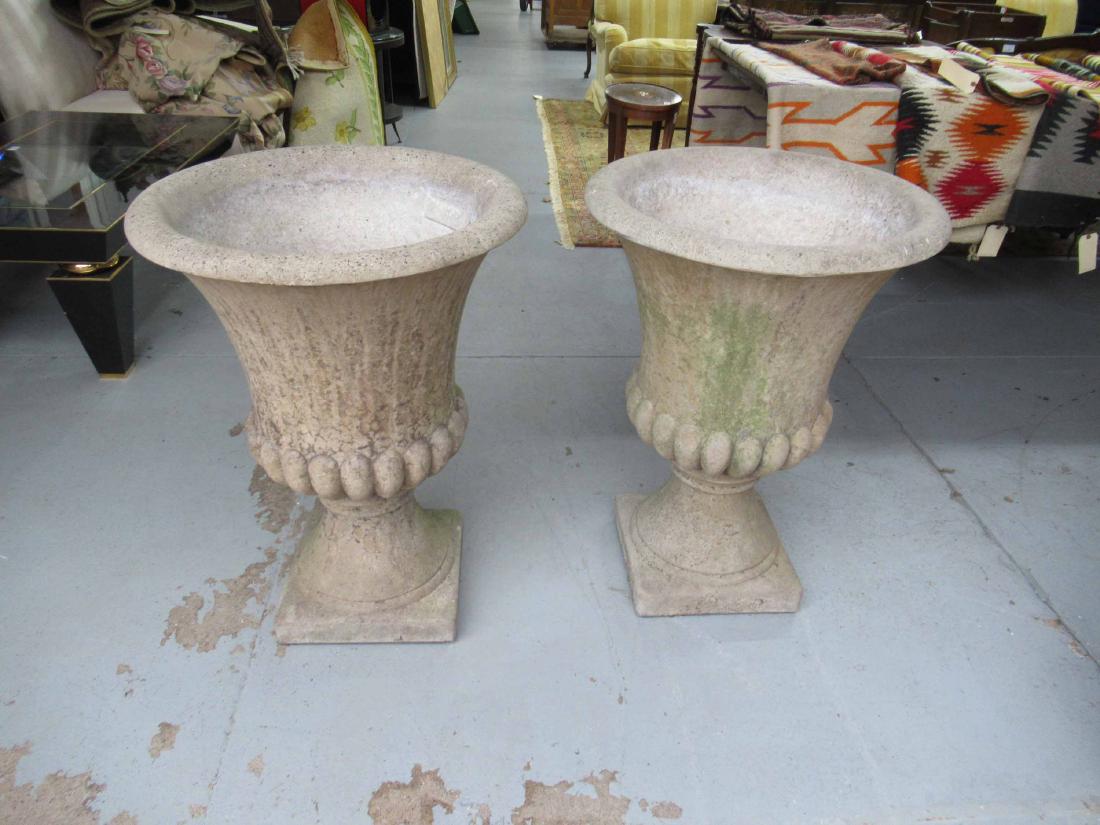 Pair of concrete garden urns (1 of 7)