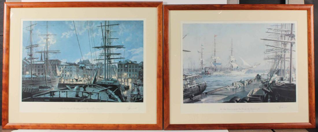Two Prints of New York Harbors: By John Stobart, numbered l.r. Sight size: 23-1/4"h x 30"w