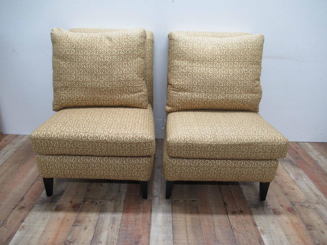 Pair of Contemporary Upholstered Slipper Chairs: 20th C. 36"h