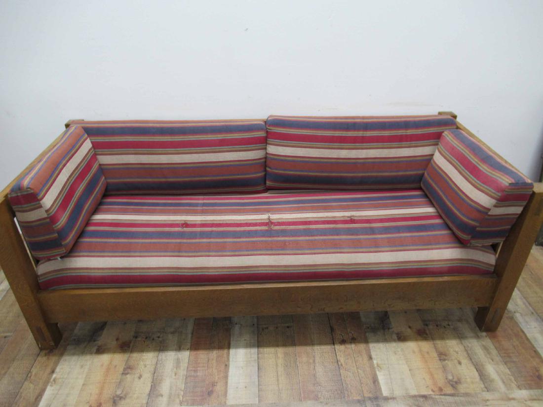 Arts and Crafts Figured Oak Sofa (1 of 9)