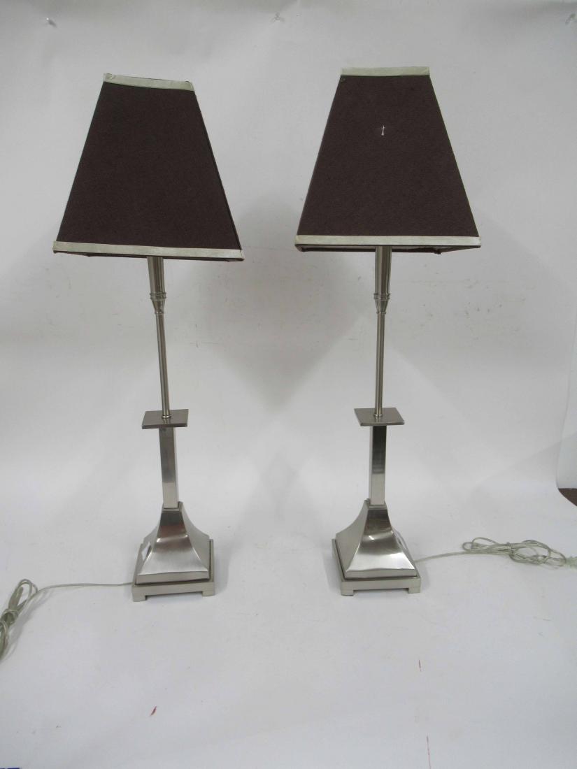 Pair of Contemporary Stainless Steel Table Lamps (1 of 4)