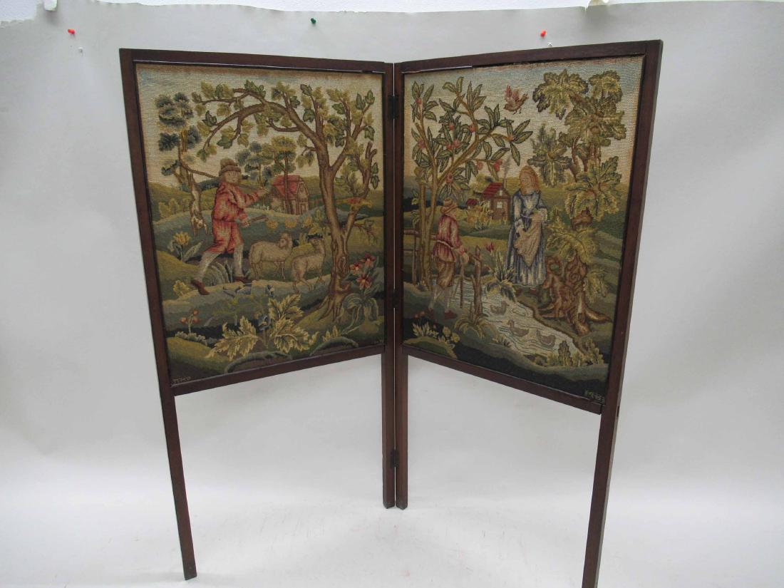 George III Style Mahogany Two-Panel Fire Screen (1 of 7)