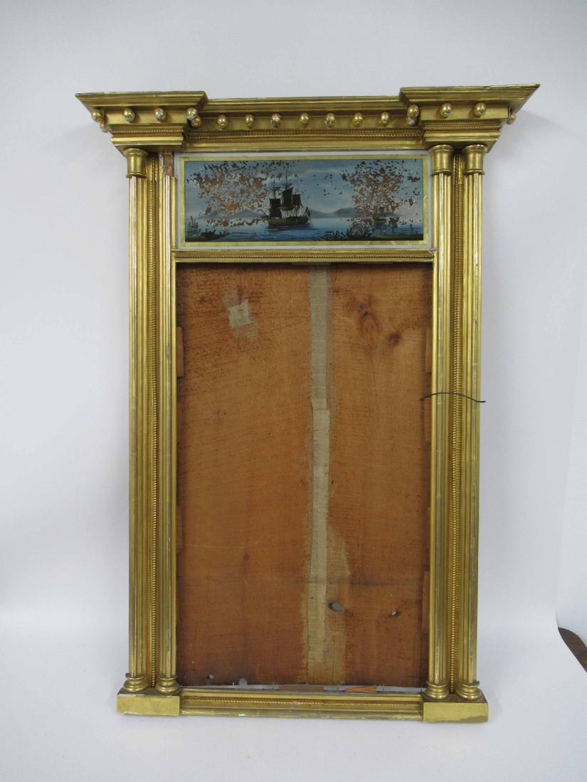 Federal Eglomise and Giltwood Mirror: Boston, 1800-1820. 47-1/2"h x 33-1/2"w Provenance: Isreal Sack, Inc., New York.