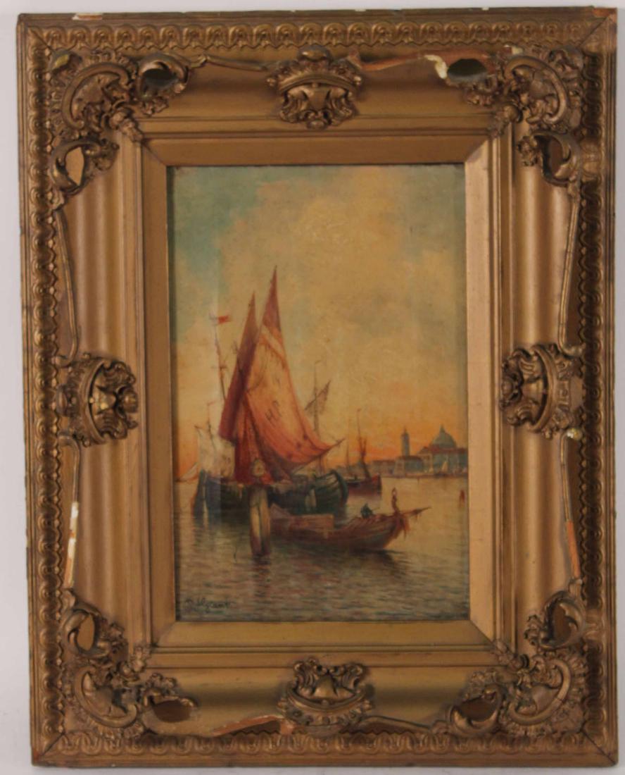 Oil on Canvas, Harbor Scene, P. Giani (1 of 7)