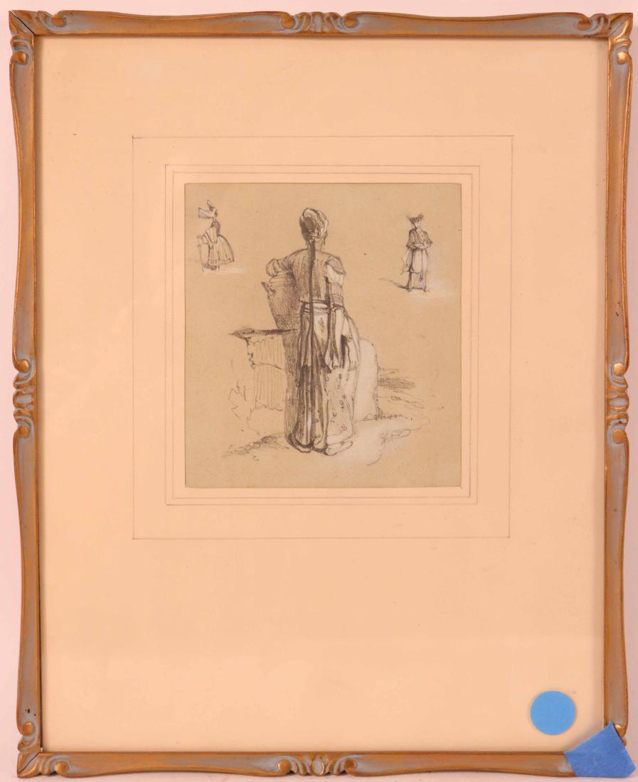 Pencil and Gouache, Study of a Woman (1 of 3)