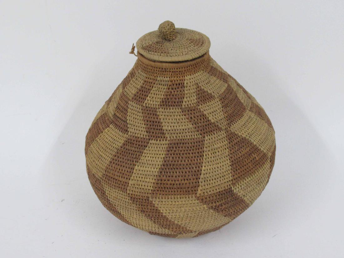 Native American woven covered basket (1 of 3)